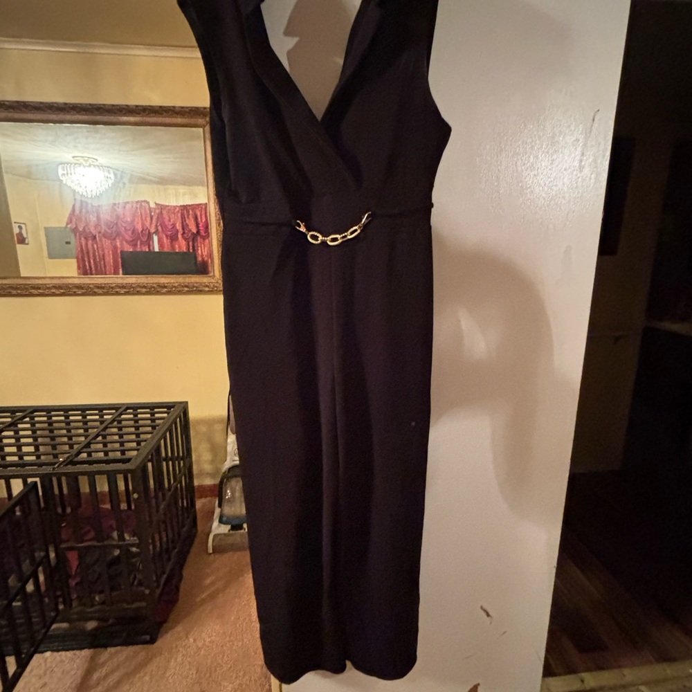 No Boundaries Black Maxi Dress with Gold Chain Detail